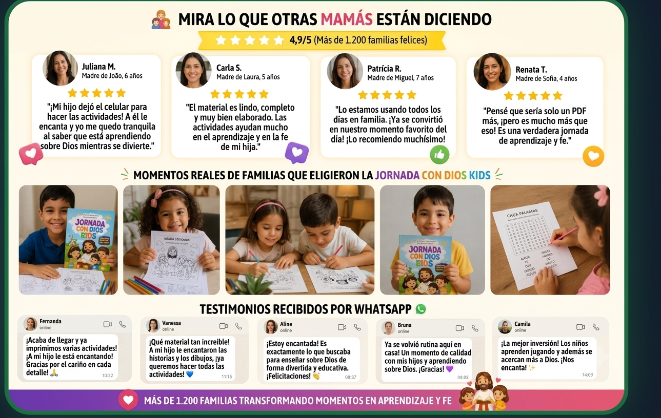 Testimonios de mamás con calificación 4,9 de 5 y mensajes recibidos por WhatsApp
